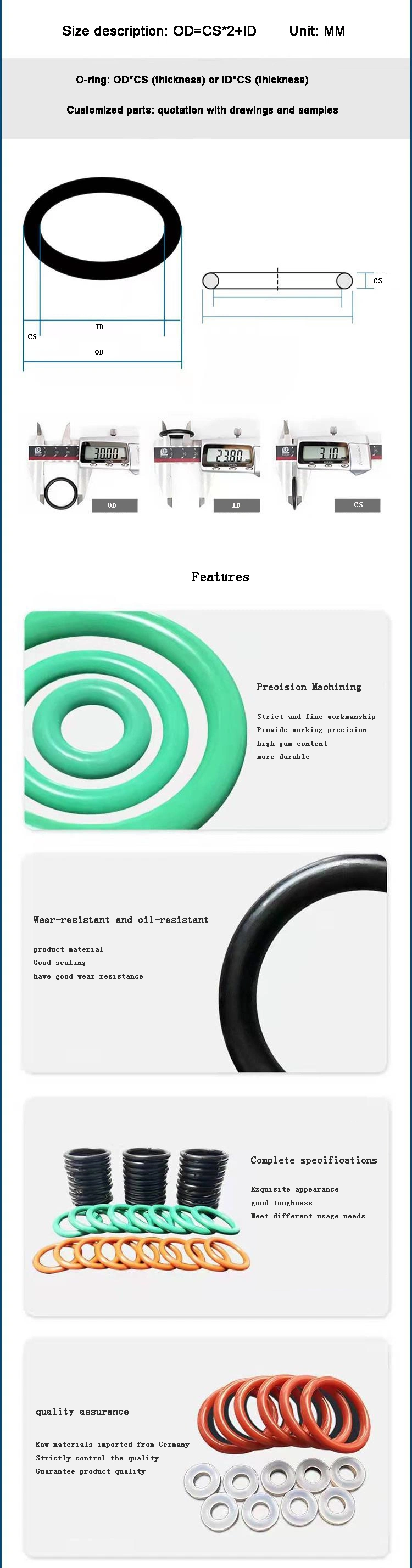 NBR FKM EPDM CR silicone O-ring cho các ứng dụng ô tô và hàng không vũ trụ 0